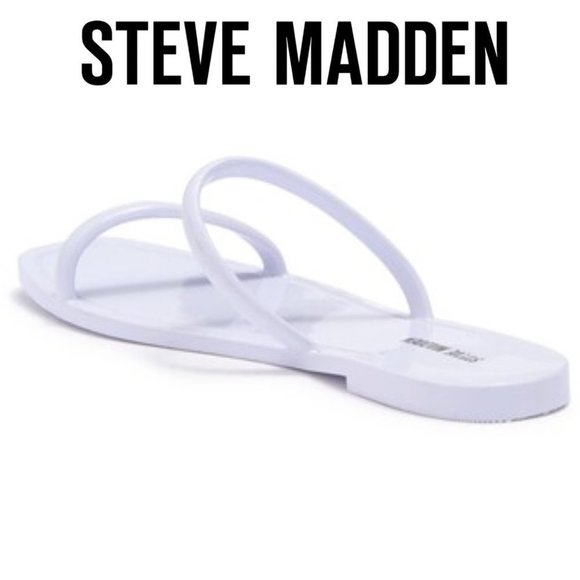 NEW STEVE MADDEN Rubber Flat  Pike Sandal In White 10 - Picture 3 of 4